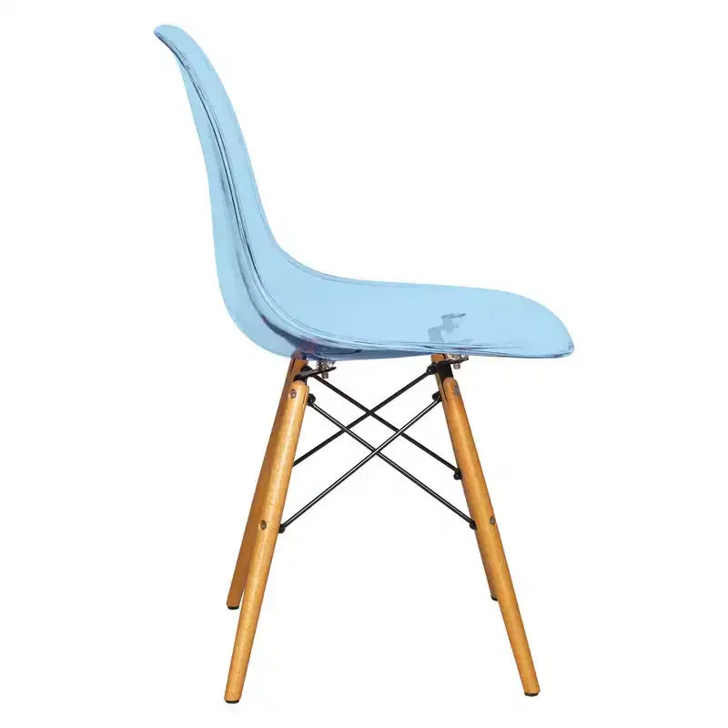 LeisureMod Cresco (Set of 2) Mid-Century Modern Acrylic Dining Chairs with Wooden Dowel Eiffel Legs  Kitchen & Dining Room Chairs