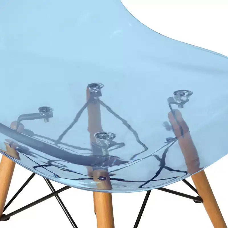 LeisureMod Cresco (Set of 2) Mid-Century Modern Acrylic Dining Chairs with Wooden Dowel Eiffel Legs  Kitchen & Dining Room Chairs
