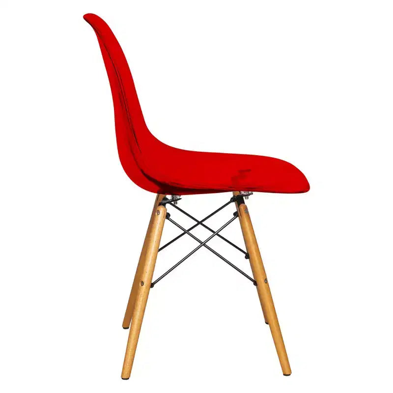 LeisureMod Cresco (Set of 2) Mid-Century Modern Acrylic Dining Chairs with Wooden Dowel Eiffel Legs  Kitchen & Dining Room Chairs