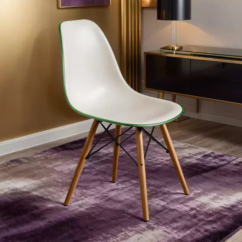 LeisureMod Cresco (Set of 2) Mid-Century Modern Acrylic Dining Chairs with Wooden Dowel Eiffel Legs  Kitchen & Dining Room Chairs