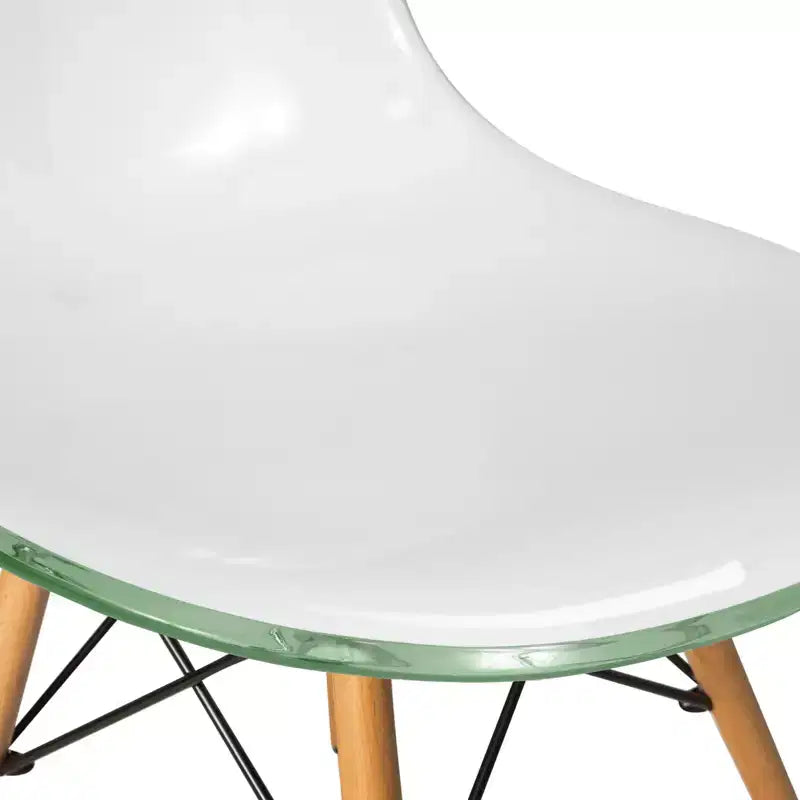 LeisureMod Cresco (Set of 2) Mid-Century Modern Acrylic Dining Chairs with Wooden Dowel Eiffel Legs  Kitchen & Dining Room Chairs