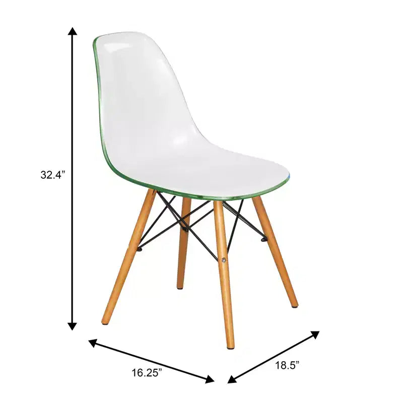 LeisureMod Cresco (Set of 2) Mid-Century Modern Acrylic Dining Chairs with Wooden Dowel Eiffel Legs  Kitchen & Dining Room Chairs