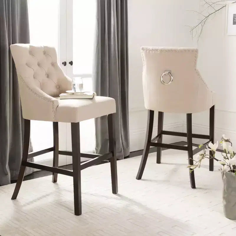 Eleni Tufted Wing Back Bar Stool (Set Of 2) - BST6304 - Safavieh