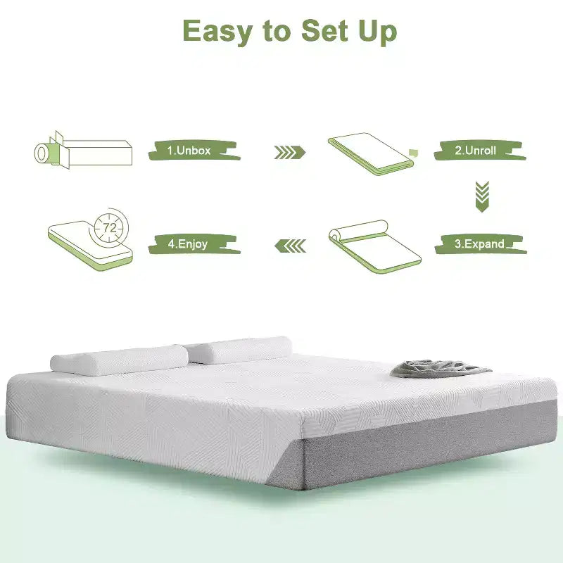 Wuleitex 10-inch full cold basic memory foam mattress without glass fiber, medium feel, breathable cooling layer, certified safety material