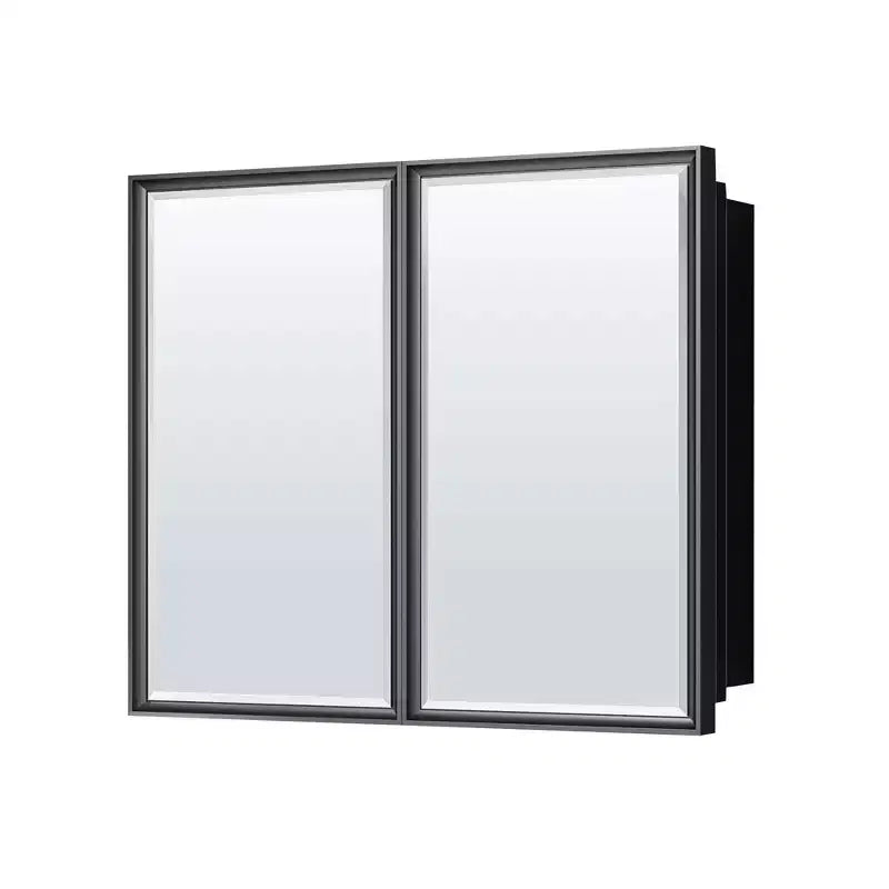 Keonjinn 36 in. W x 32 in. H Metal Framed Black Rectangular Framed Recessed/Surface Mount Medicine Cabinet with Mirror,Black