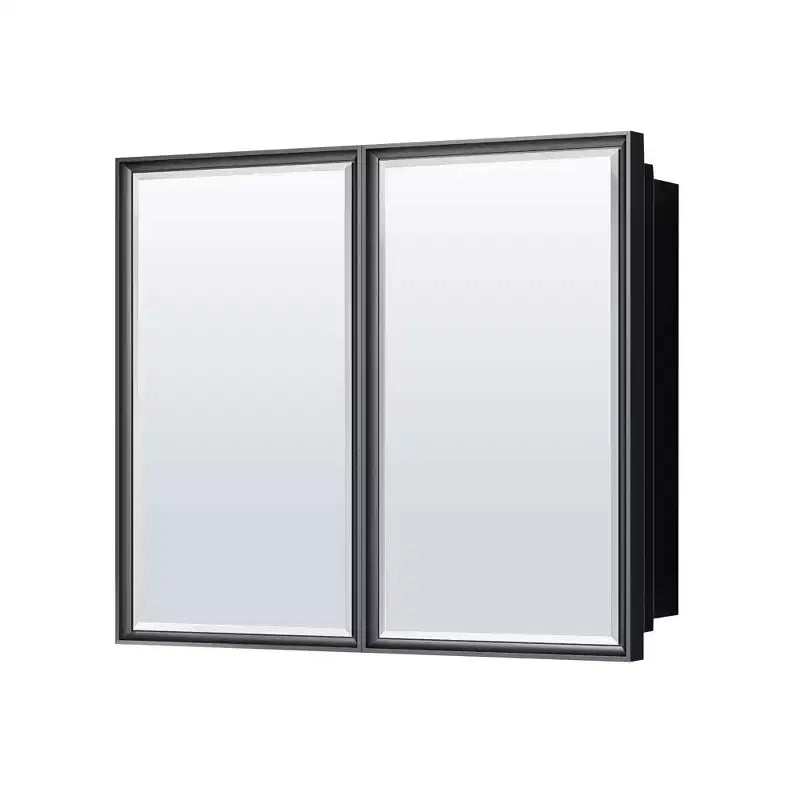 Keonjinn 36 in. W x 32 in. H Metal Framed Black Rectangular Framed Recessed/Surface Mount Medicine Cabinet with Mirror,Black