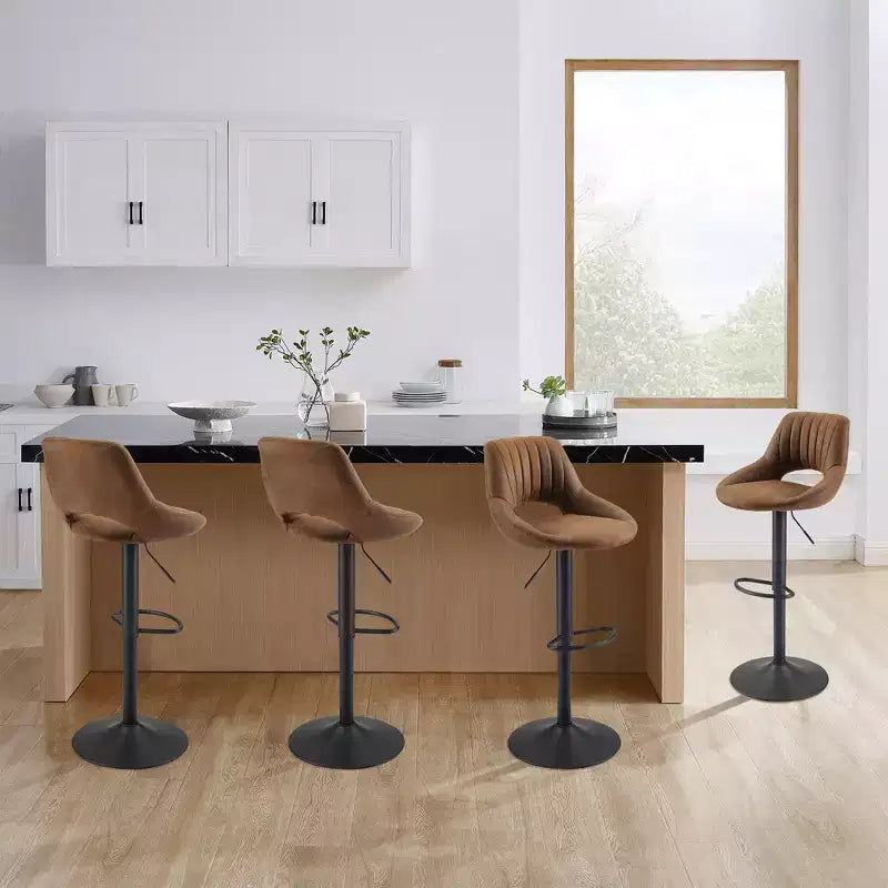 HOMLUX Adjustable Barstools Set of 2 Open Backrest Swivel Bar Height Chairs
