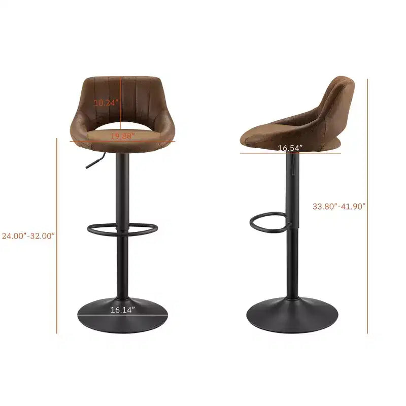 HOMLUX Adjustable Barstools Set of 2 Open Backrest Swivel Bar Height Chairs
