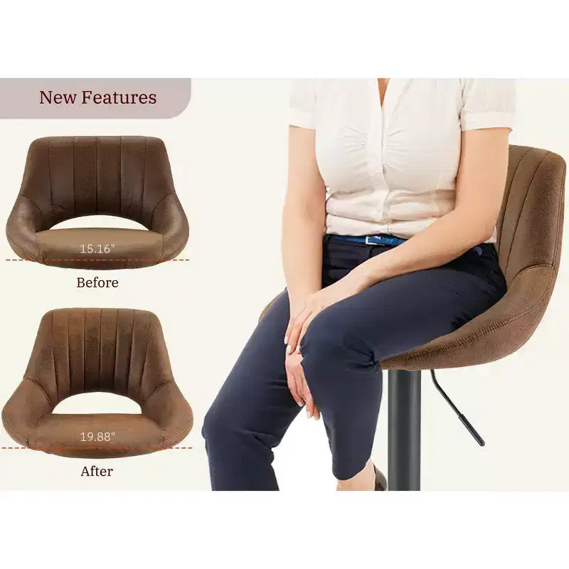 HOMLUX Adjustable Barstools Set of 2 Open Backrest Swivel Bar Height Chairs