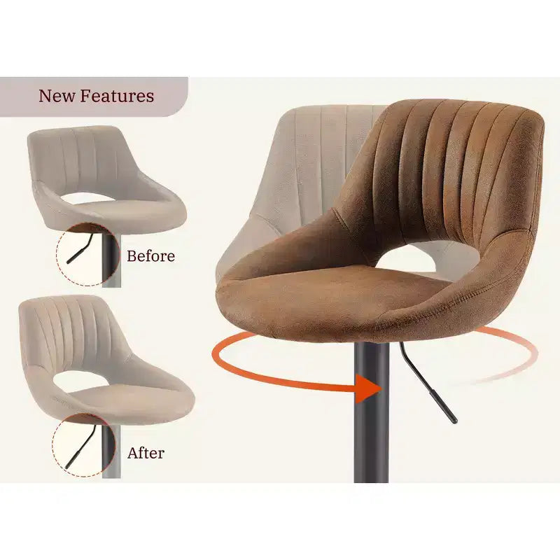 HOMLUX Adjustable Barstools Set of 2 Open Backrest Swivel Bar Height Chairs