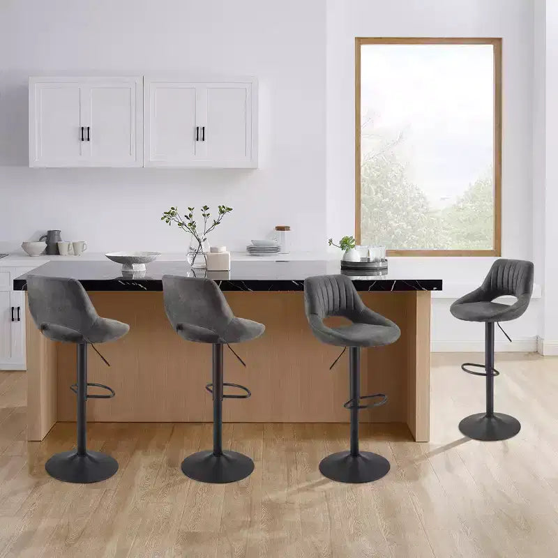 HOMLUX Adjustable Barstools Set of 2 Open Backrest Swivel Bar Height Chairs