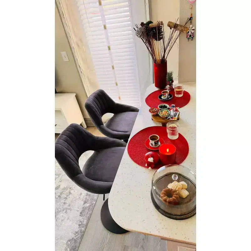 HOMLUX Adjustable Barstools Set of 2 Open Backrest Swivel Bar Height Chairs