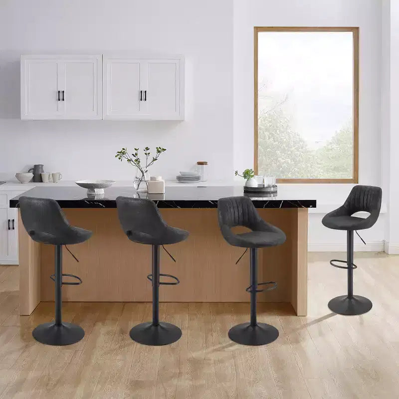 HOMLUX Adjustable Barstools Set of 2 Open Backrest Swivel Bar Height Chairs