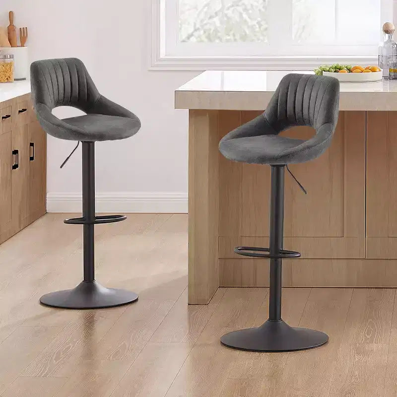 HOMLUX Adjustable Barstools Set of 2 Open Backrest Swivel Bar Height Chairs