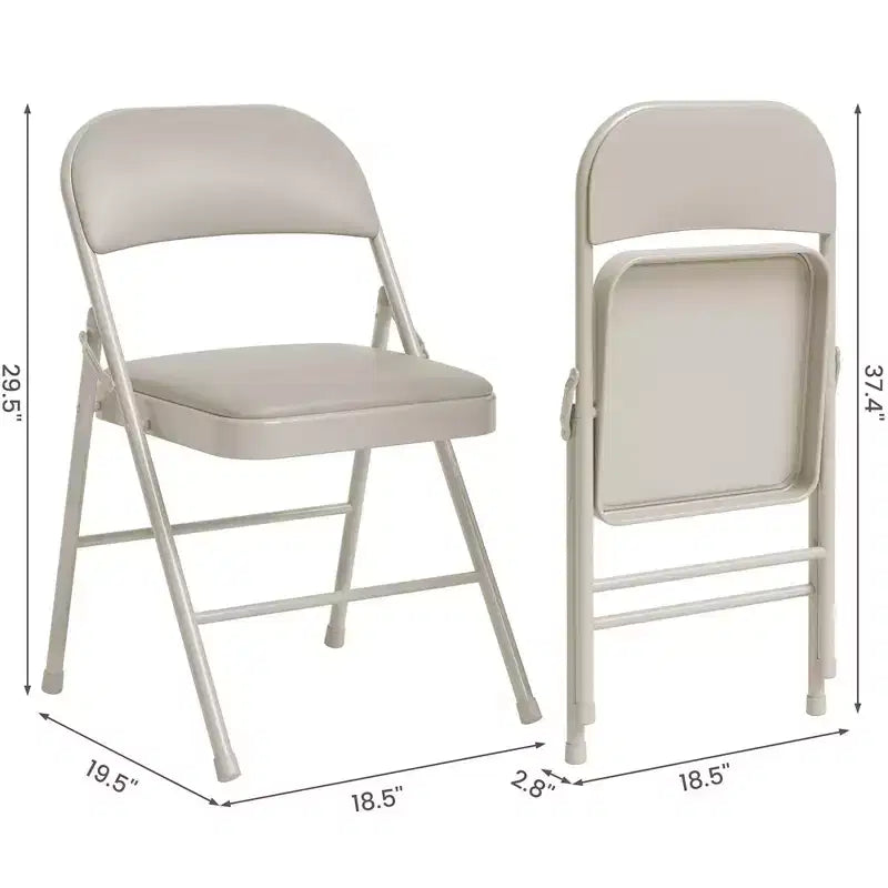 Folding Chairs Set of 2/4, PU Upholstered Foldable Chairs with Metal Frame Hold Up to 350 Pounds