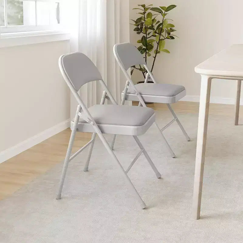 Folding Chairs Set of 2/4, PU Upholstered Foldable Chairs with Metal Frame Hold Up to 350 Pounds