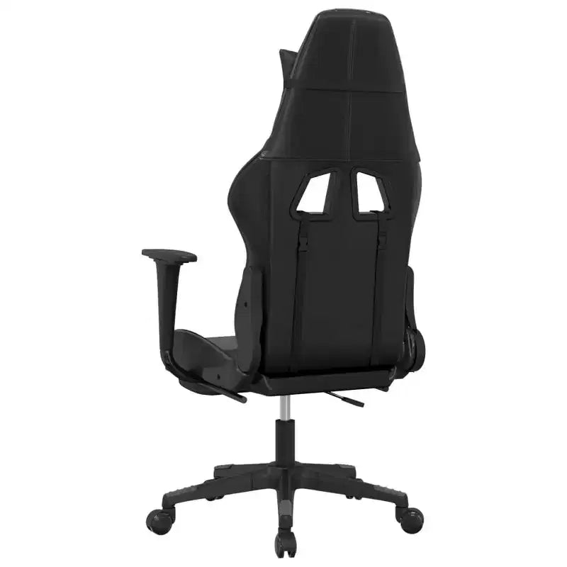 vidaXL Adjustable Gaming Chair - Black and Gray, Faux Leather, Ergonomic Design, 360-Degree Swivel, Rolling Castors, Reclining Backrest and Footrest