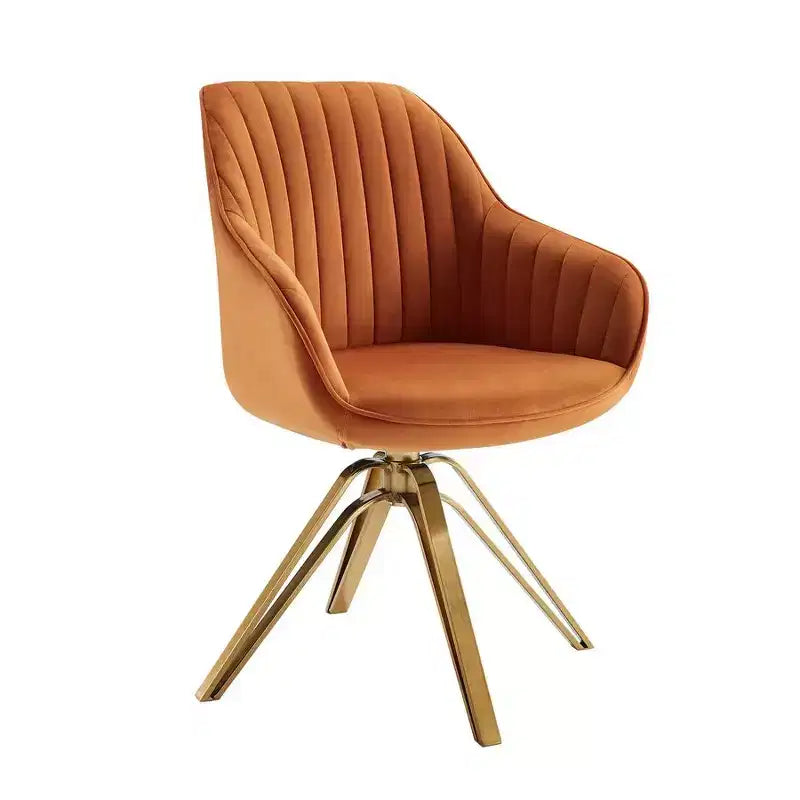 HOMLUX Mid-century Pyramid 360 Swivel Accent Chair Upholstered in Comfortable Velvet- Gold Plated Legs For Bedroom,Office,Dining