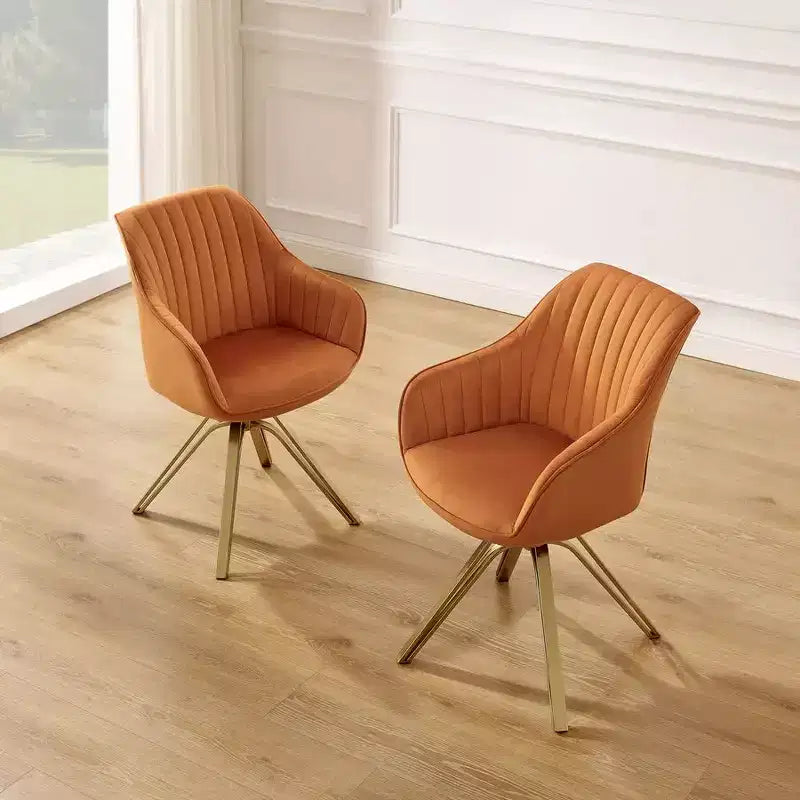 HOMLUX Mid-century Pyramid 360 Swivel Accent Chair Upholstered in Comfortable Velvet- Gold Plated Legs For Bedroom,Office,Dining