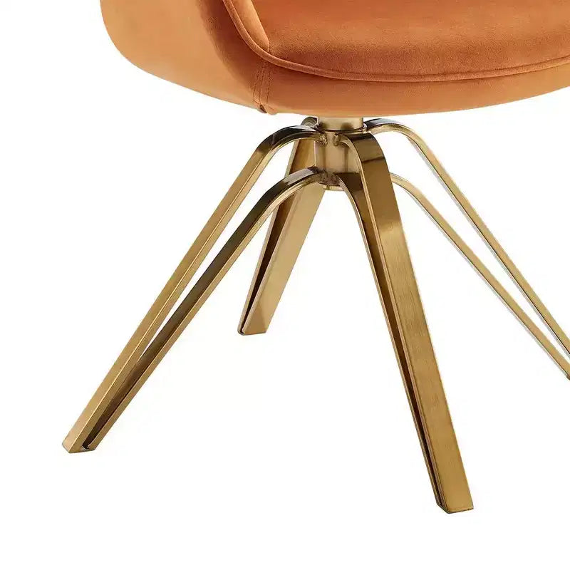 HOMLUX Mid-century Pyramid 360 Swivel Accent Chair Upholstered in Comfortable Velvet- Gold Plated Legs For Bedroom,Office,Dining