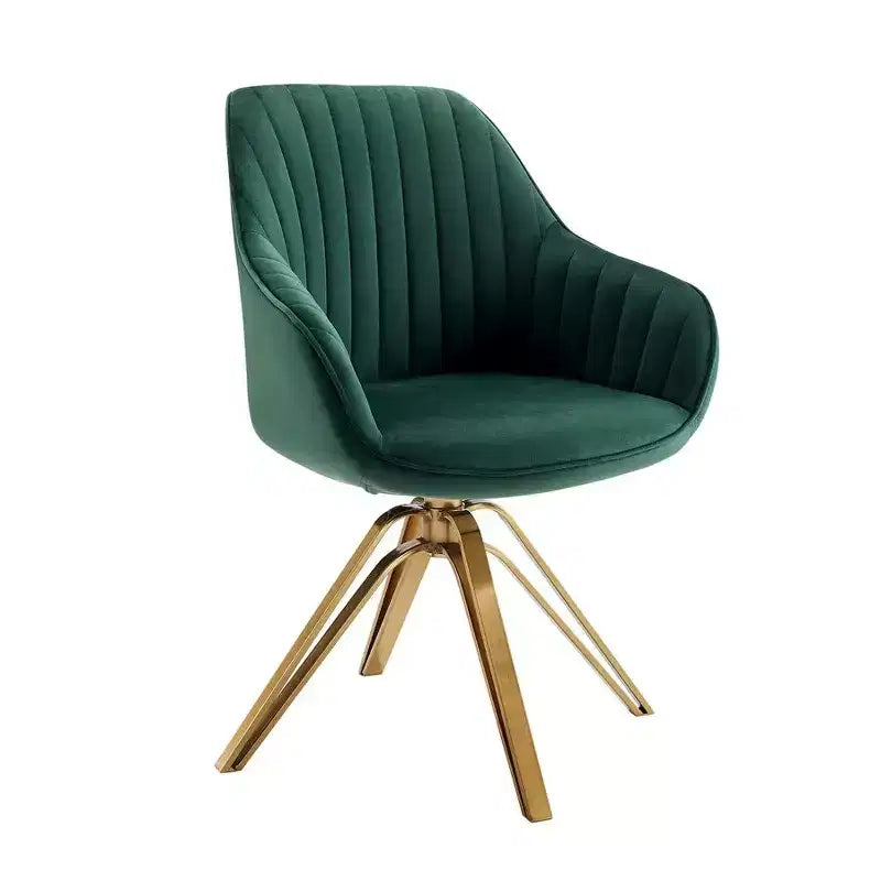 HOMLUX Mid-century Pyramid 360 Swivel Accent Chair Upholstered in Comfortable Velvet- Gold Plated Legs For Bedroom,Office,Dining