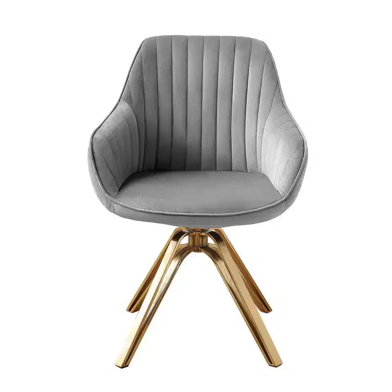 HOMLUX Mid-century Pyramid 360 Swivel Accent Chair Upholstered in Comfortable Velvet- Gold Plated Legs For Bedroom,Office,Dining