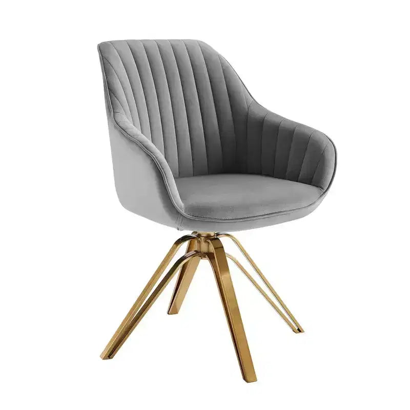 HOMLUX Mid-century Pyramid 360 Swivel Accent Chair Upholstered in Comfortable Velvet- Gold Plated Legs For Bedroom,Office,Dining