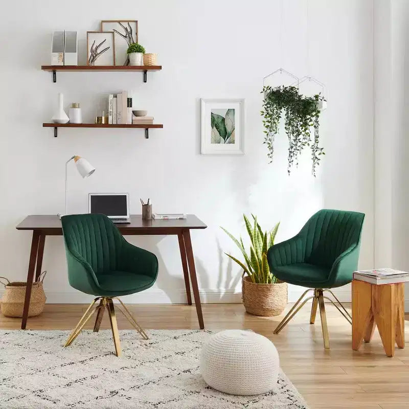 HOMLUX Mid-century Pyramid 360 Swivel Accent Chair Upholstered in Comfortable Velvet- Gold Plated Legs For Bedroom,Office,Dining