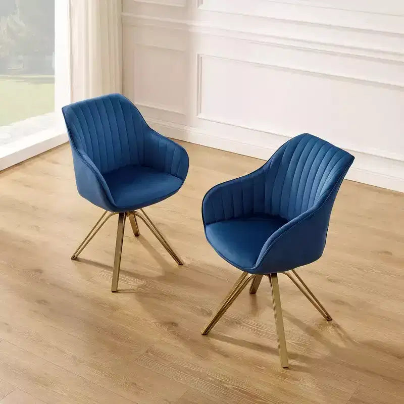 HOMLUX Mid-century Pyramid 360 Swivel Accent Chair Upholstered in Comfortable Velvet- Gold Plated Legs For Bedroom,Office,Dining