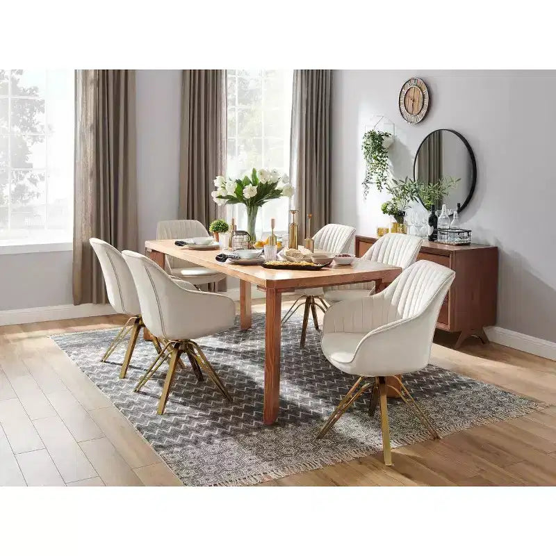 HOMLUX Mid-century Pyramid 360 Swivel Accent Chair Upholstered in Comfortable Velvet- Gold Plated Legs For Bedroom,Office,Dining