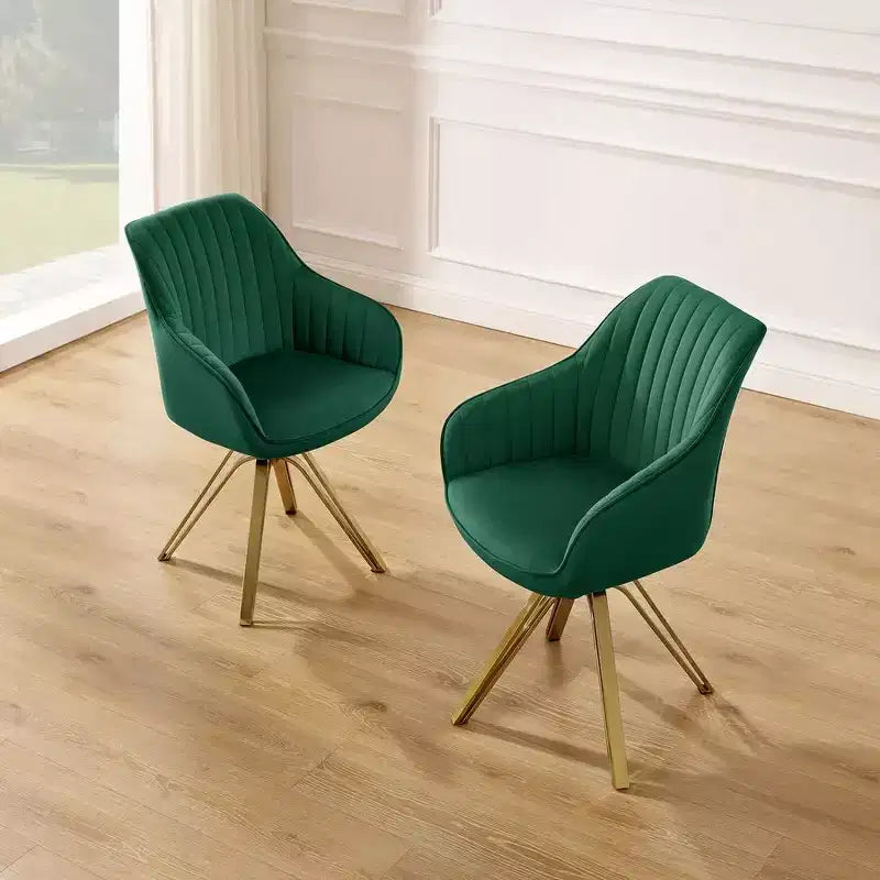 HOMLUX Mid-century Pyramid 360 Swivel Accent Chair Upholstered in Comfortable Velvet- Gold Plated Legs For Bedroom,Office,Dining