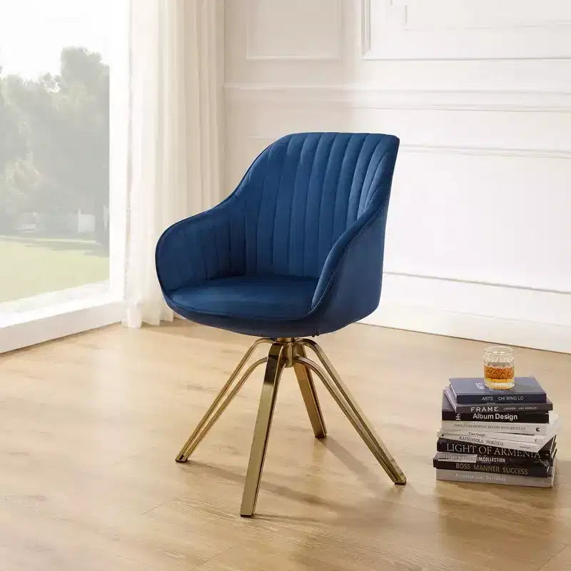 HOMLUX Mid-century Pyramid 360 Swivel Accent Chair Upholstered in Comfortable Velvet- Gold Plated Legs For Bedroom,Office,Dining