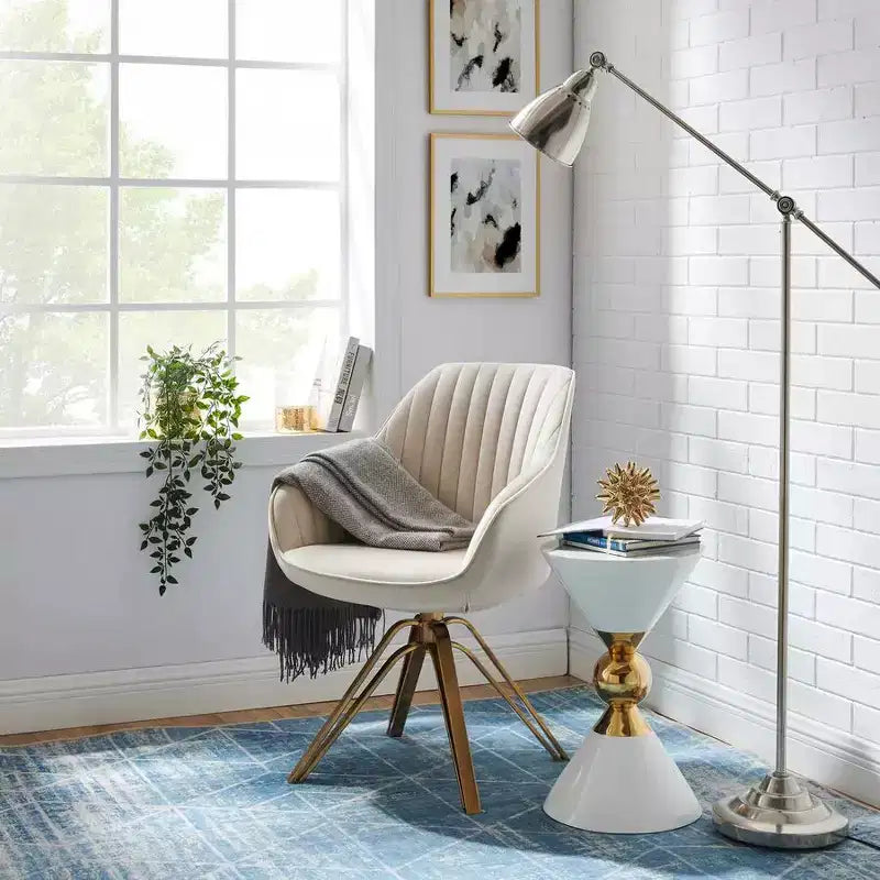 HOMLUX Mid-century Pyramid 360 Swivel Accent Chair Upholstered in Comfortable Velvet- Gold Plated Legs For Bedroom,Office,Dining