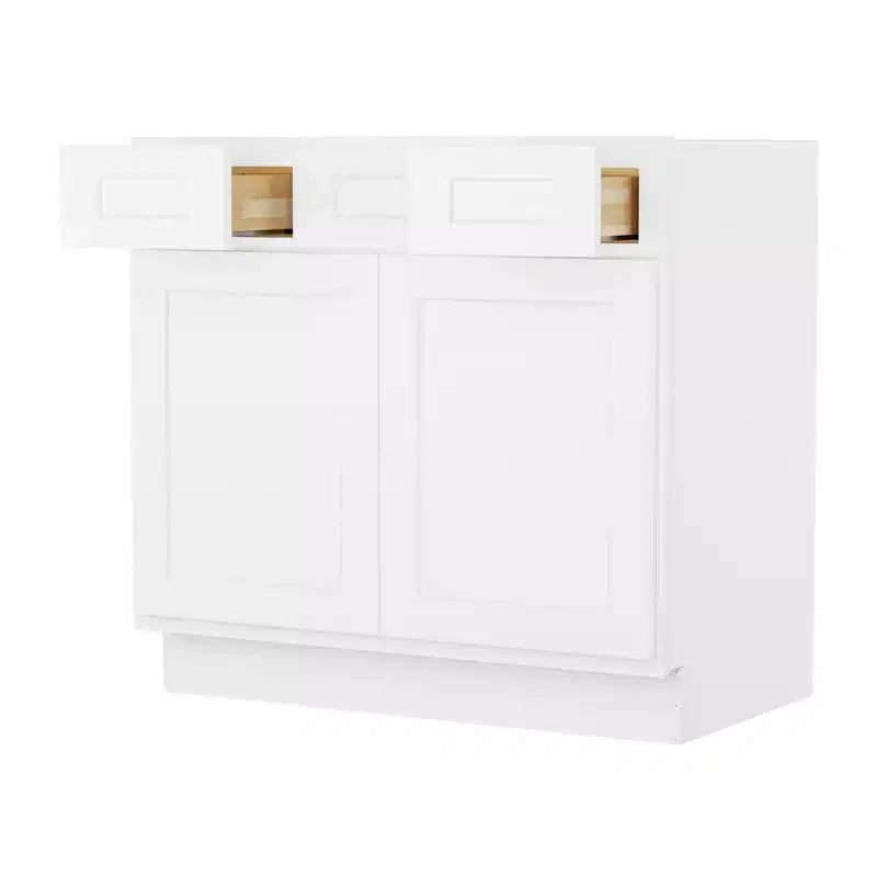 HOMLUX Easy-DIY 2-Drawer Ready to Assemble Bath Vanity Cabinet without Top in Shaker White