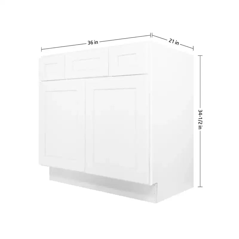 HOMLUX Easy-DIY 2-Drawer Ready to Assemble Bath Vanity Cabinet without Top in Shaker White