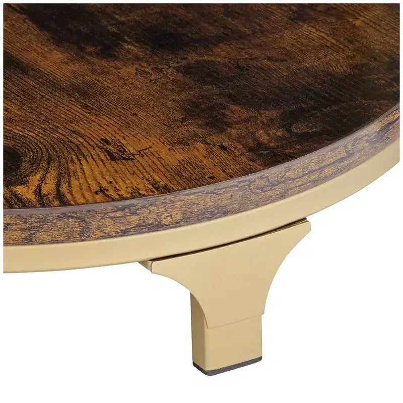 Studio 55D Keanu Farmhouse Rustic Bronze Round Accent Side End Table 15 1/4 Wide with 3-Shelf Brown Wood Tabletop for Living Room