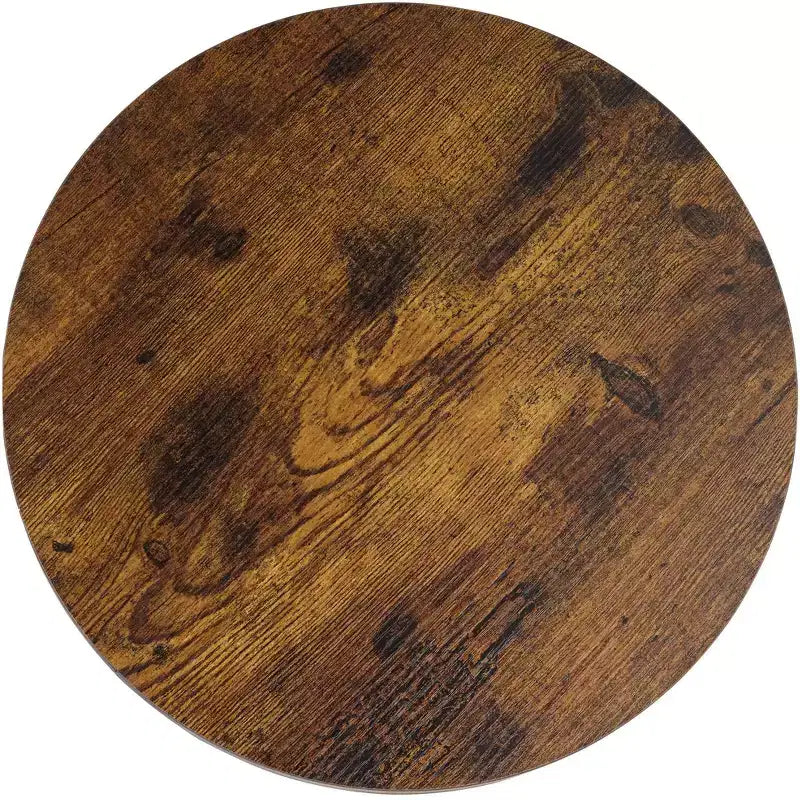 Studio 55D Keanu Farmhouse Rustic Bronze Round Accent Side End Table 15 1/4 Wide with 3-Shelf Brown Wood Tabletop for Living Room