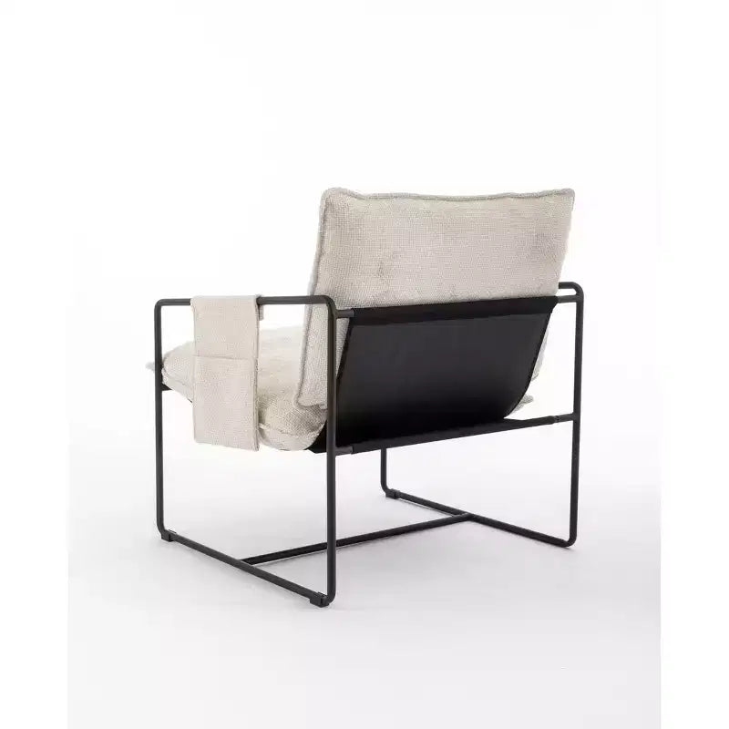 Set of 2 Modern Accent Chair with Arm Pockets, Upholstered Armchair with Metal Frame for Living Room and Bedroom 4W - ModernLuxe