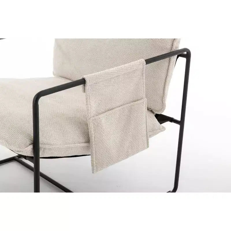 Set of 2 Modern Accent Chair with Arm Pockets, Upholstered Armchair with Metal Frame for Living Room and Bedroom 4W - ModernLuxe