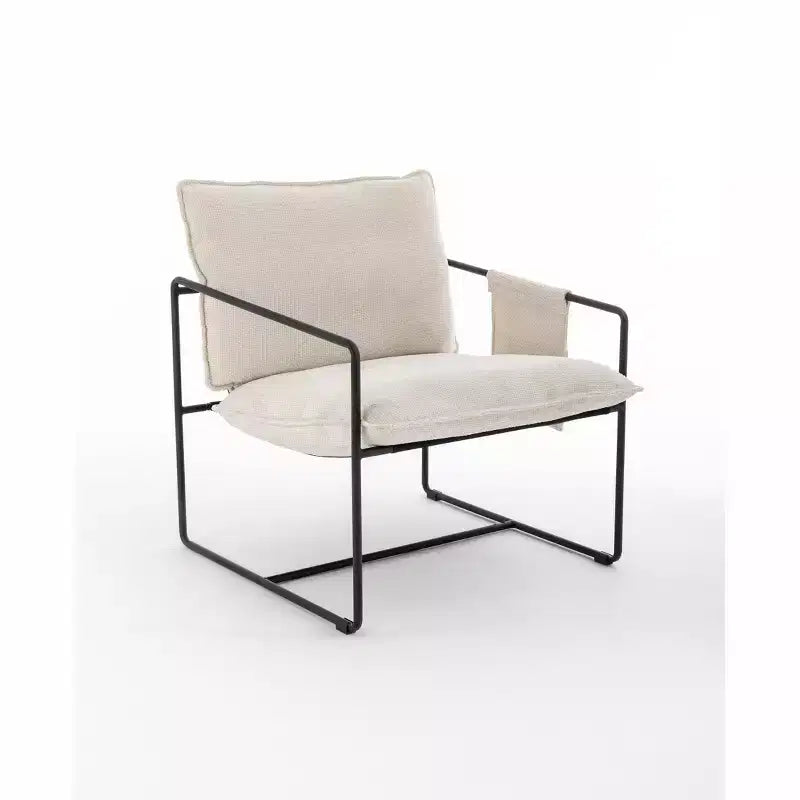 Set of 2 Modern Accent Chair with Arm Pockets, Upholstered Armchair with Metal Frame for Living Room and Bedroom 4W - ModernLuxe