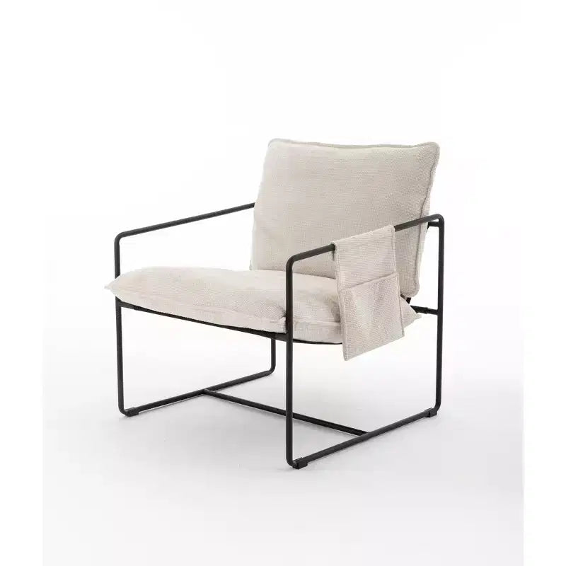 Set of 2 Modern Accent Chair with Arm Pockets, Upholstered Armchair with Metal Frame for Living Room and Bedroom 4W - ModernLuxe