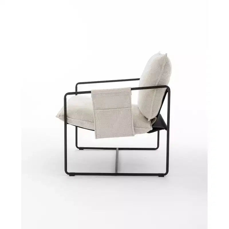 Set of 2 Modern Accent Chair with Arm Pockets, Upholstered Armchair with Metal Frame for Living Room and Bedroom 4W - ModernLuxe