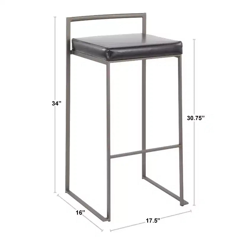 34 Set of 2 Fuji Contemporary Stackable Barstools - LumiSource