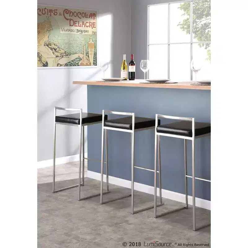 34 Set of 2 Fuji Contemporary Stackable Barstools - LumiSource