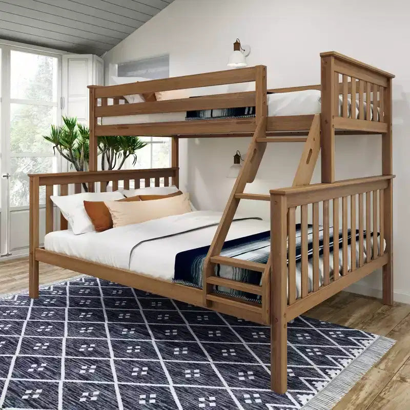 Plank+Beam Solid Wood Twin XL over Queen Bunk Bed for Adult
