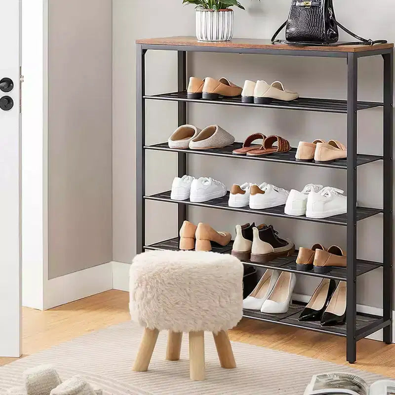 Costway Pouf Rond en Fausse Fourrure Rembourré avec Siège capitonné Blanc