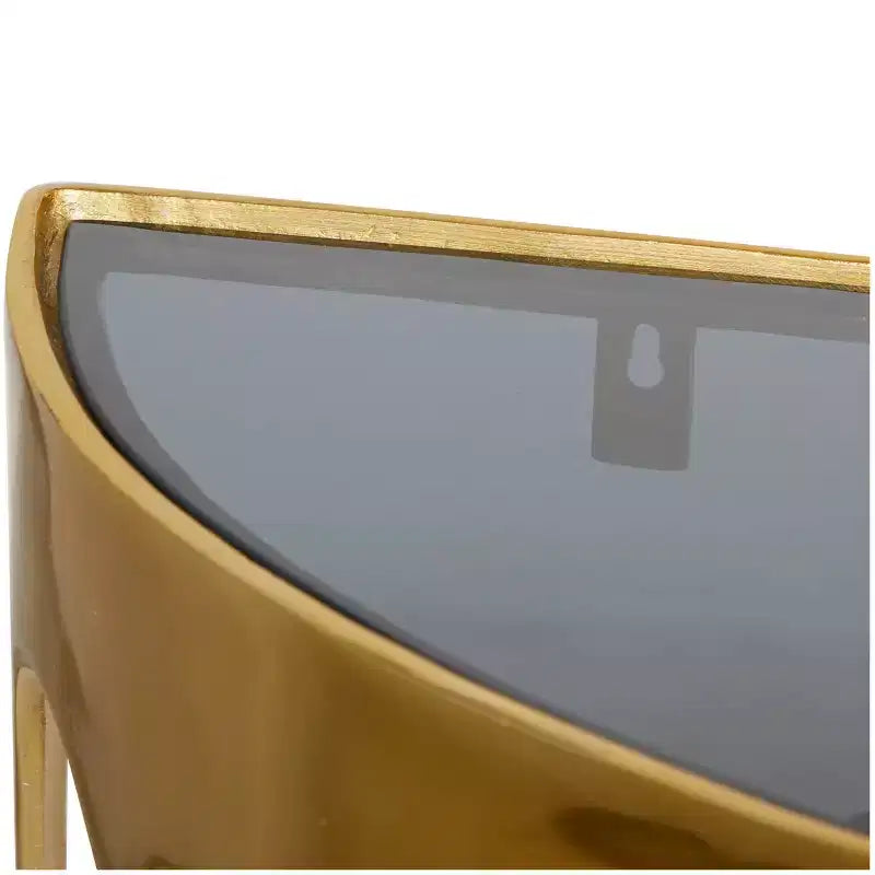 Olivia & May Aluminum Drip Console Table with Melting Designed Legs and Shaded Glass Top