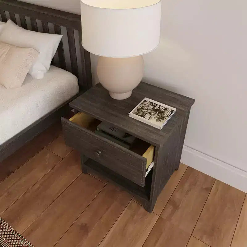 Plank+Beam Solid Wood Nightstand with 1 Drawer for Bedroom
