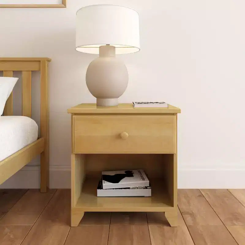 Plank+Beam Solid Wood Nightstand with 1 Drawer for Bedroom