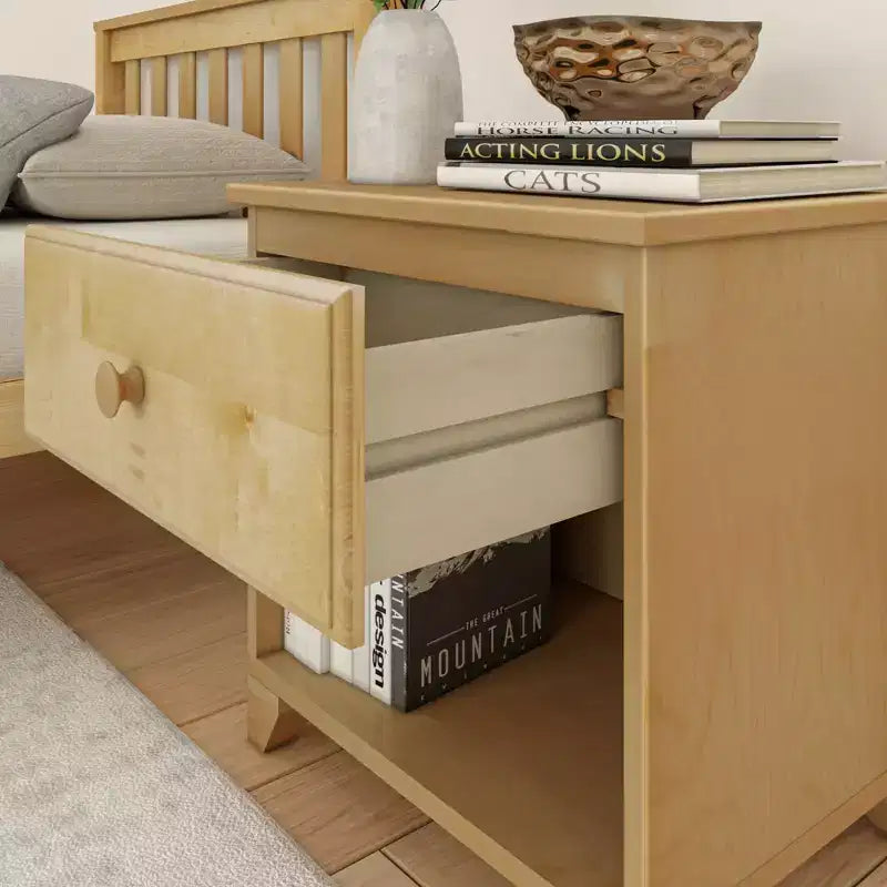 Plank+Beam Solid Wood Nightstand with 1 Drawer for Bedroom